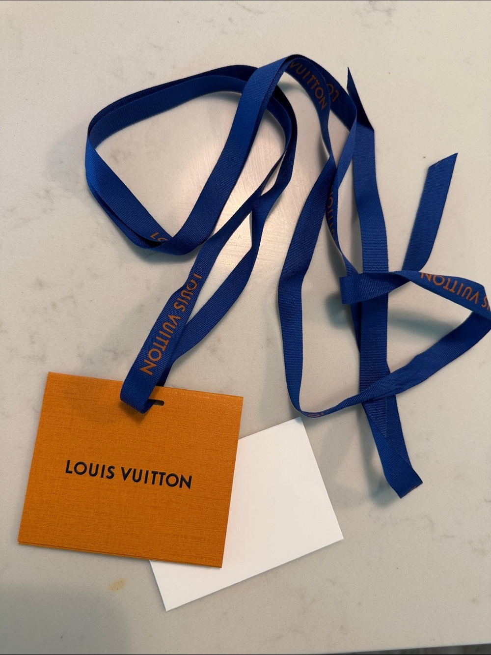 Louis Vuitton Orange Card with Royal Blue Branded Ribbon